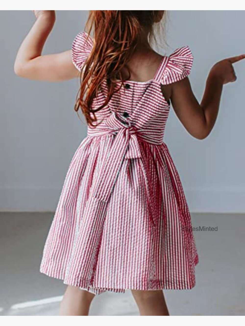 Girls Summer Dress Spaghetti Strap Beach Sundress Ruffle Sleeve Casual - Picture 3 of 7